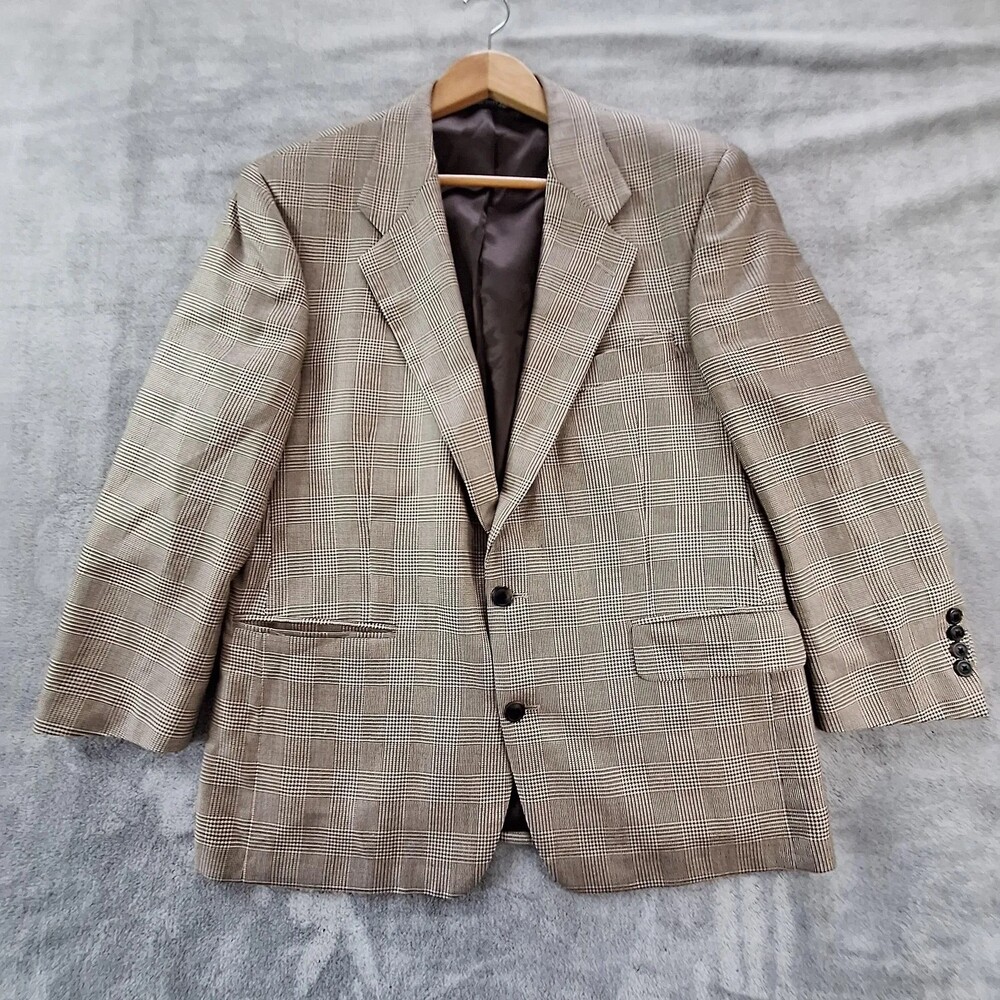 Vintage Burberrys Sport Coat Mens 46 Brown Wool Check Tweed Double Vent 2 Btn